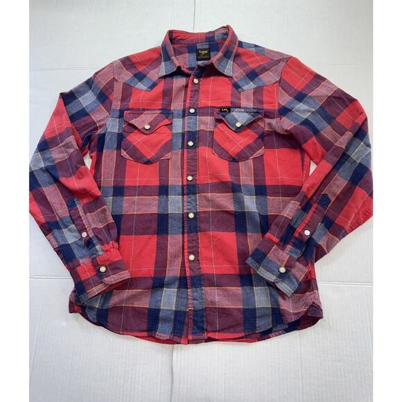 Lee Other - Lee Shirt Mens Small Multicolored Slim Pearl Snap Western Cowboy Plaid Flannel